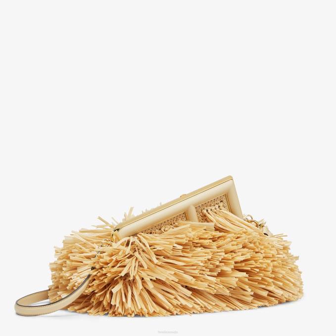 Women Bag With Natural RaFFia Fringes Beige Fendi Accessories 6RHH671