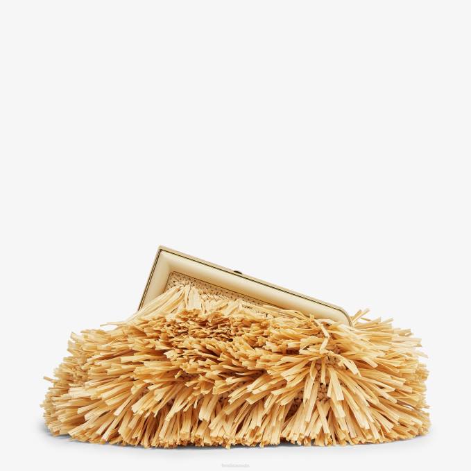 Women Bag With Natural RaFFia Fringes Beige Fendi Accessories 6RHH671