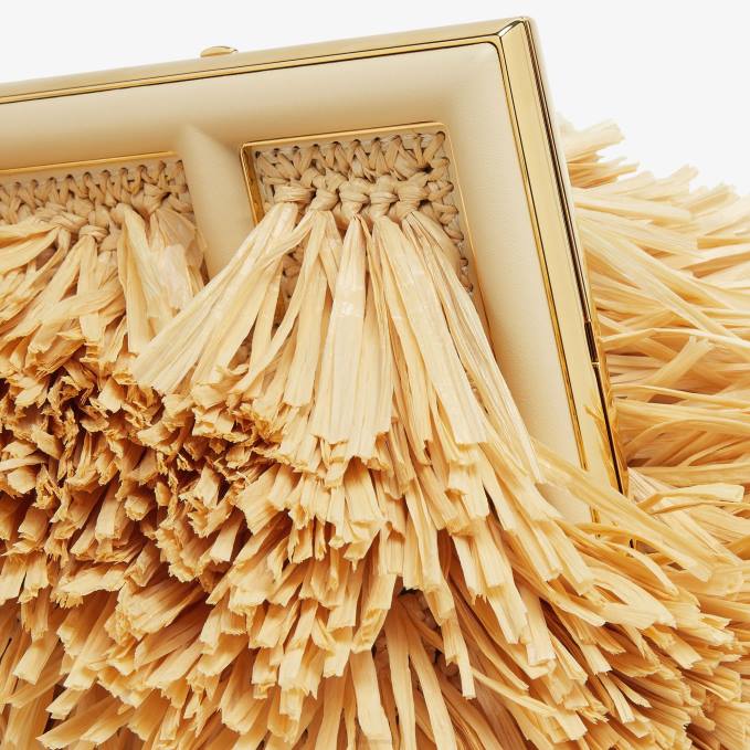 Women Bag With Natural RaFFia Fringes Beige Fendi Accessories 6RHH671