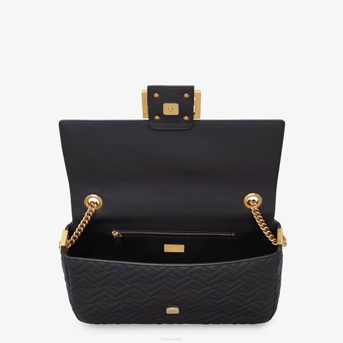Women Baguette Chain Large Nappa Leather Bag Black Fendi Accessories 6RHH911