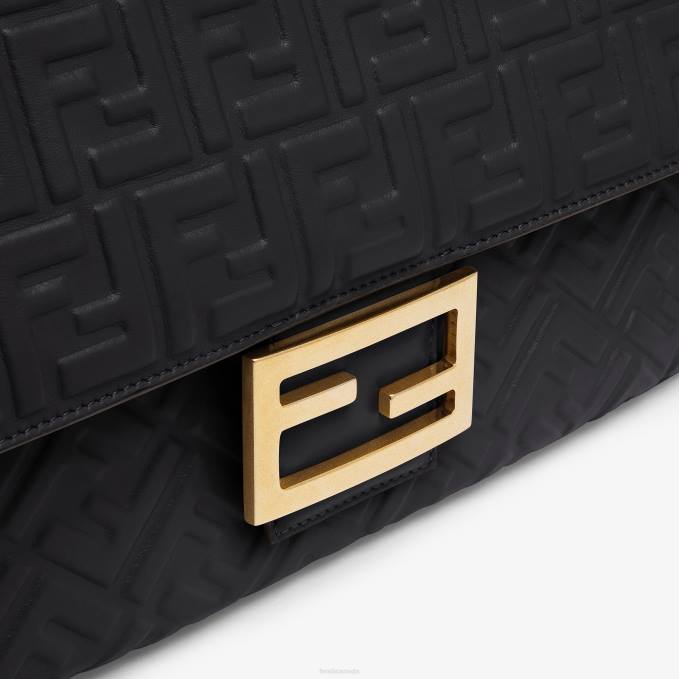 Women Baguette Chain Large Nappa Leather Bag Black Fendi Accessories 6RHH911