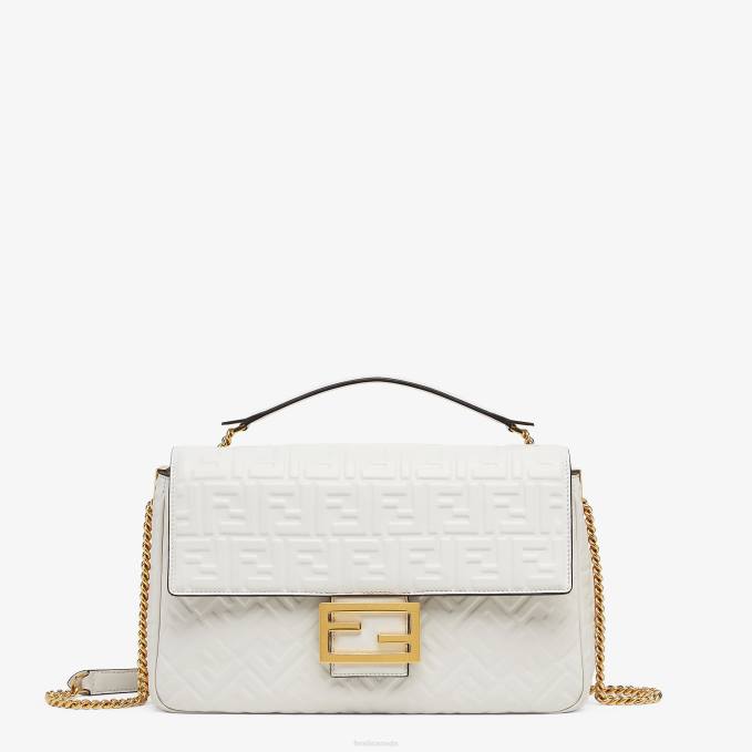 Women Baguette Chain Large Nappa Leather Bag White Fendi Accessories 6RHH873