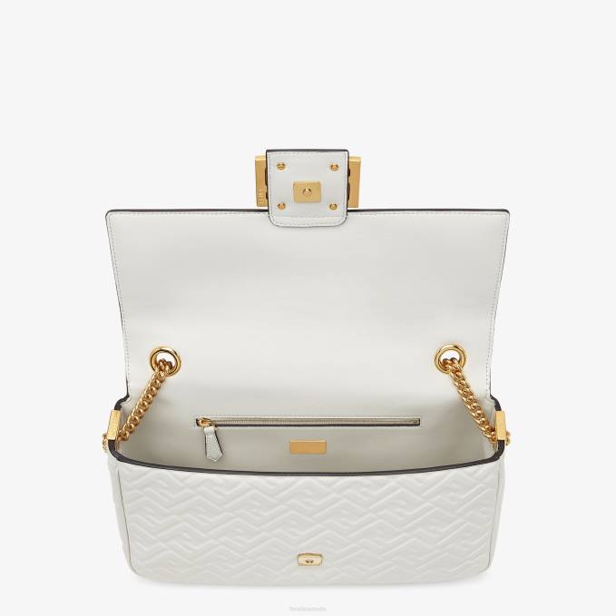 Women Baguette Chain Large Nappa Leather Bag White Fendi Accessories 6RHH873