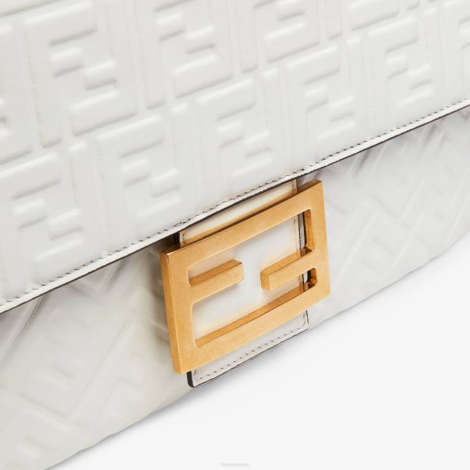 Women Baguette Chain Large Nappa Leather Bag White Fendi Accessories 6RHH873