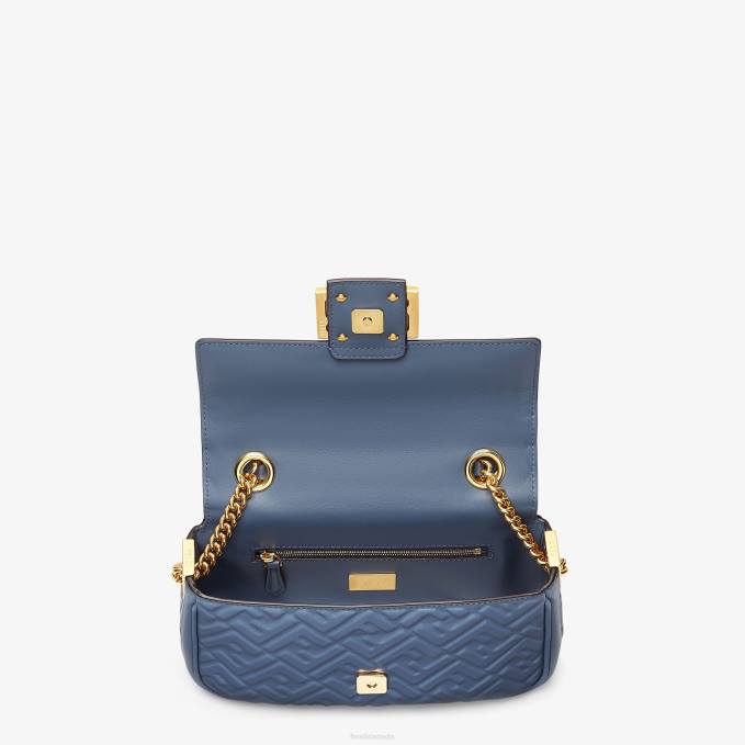 Women Baguette Chain Midi Nappa Leather Bag Blue Fendi Accessories 6RHH747