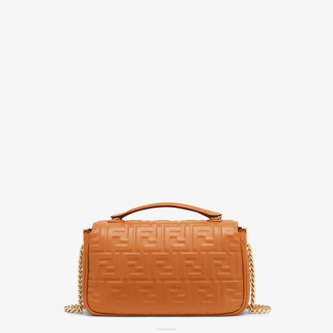 Women Baguette Chain Midi Nappa Leather Bag Brown Fendi Accessories 6RHH585