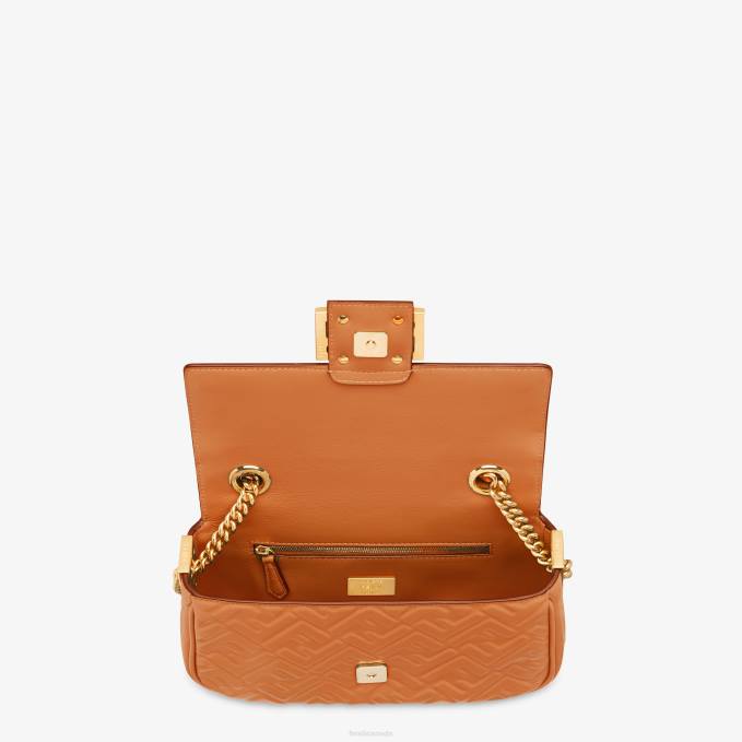 Women Baguette Chain Midi Nappa Leather Bag Brown Fendi Accessories 6RHH585