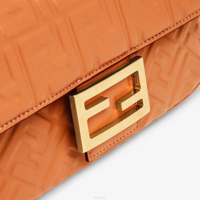 Women Baguette Chain Midi Nappa Leather Bag Brown Fendi Accessories 6RHH585