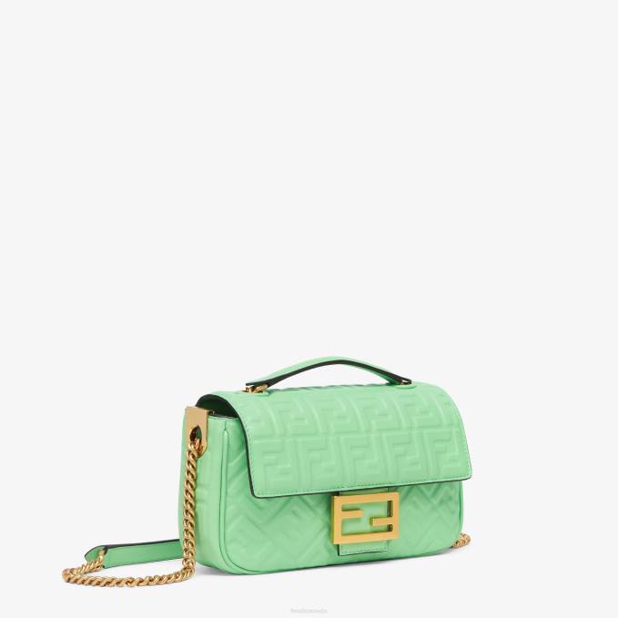 Women Baguette Chain Midi Nappa Leather Bag Green Fendi Accessories 6RHH725