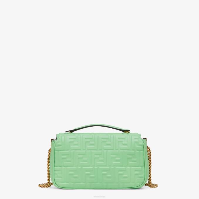 Women Baguette Chain Midi Nappa Leather Bag Green Fendi Accessories 6RHH725
