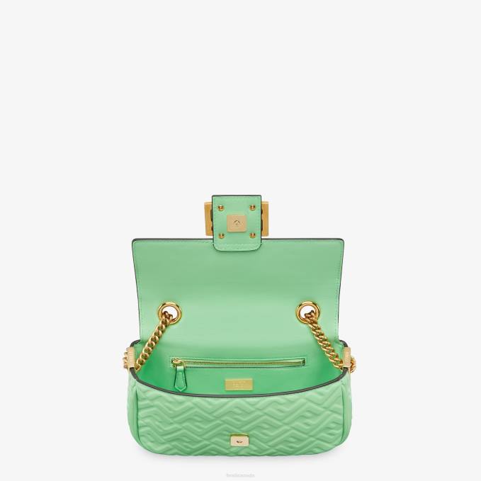 Women Baguette Chain Midi Nappa Leather Bag Green Fendi Accessories 6RHH725