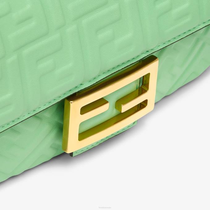 Women Baguette Chain Midi Nappa Leather Bag Green Fendi Accessories 6RHH725
