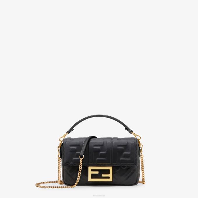 Women Baguette Mini Leather Bag Black Fendi Accessories 6RHH549