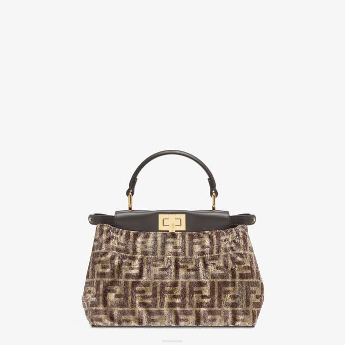 Women Beaded Bag With Two-Tone FF Motif Brown Fendi Accessories 6RHH608