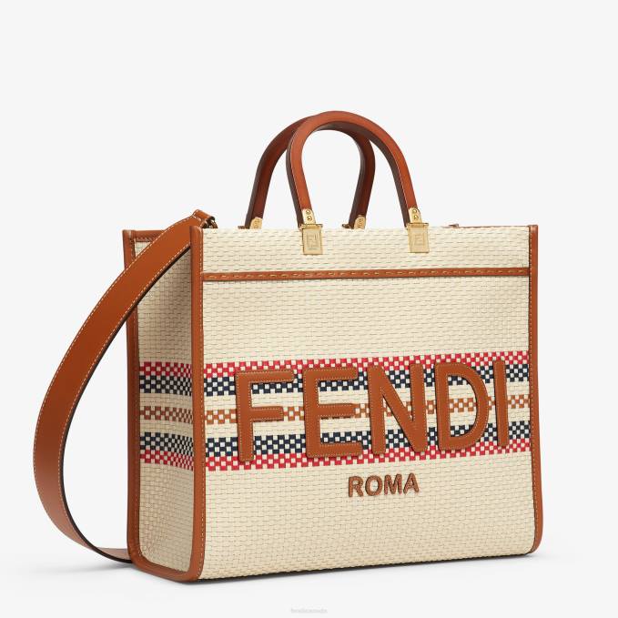 Women Braided-Effect And Multistripe Fabric Shopper Bag Multicolor Fendi Accessories 6RHH621