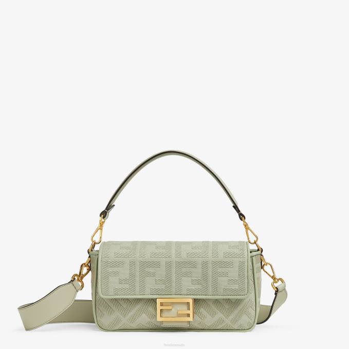 Women Canvas Bag With FF Embroidery Green Fendi Accessories 6RHH706