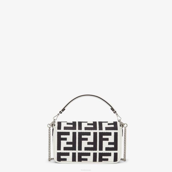 Women Canvas Bag With FF Embroidery White Fendi Accessories 6RHH687