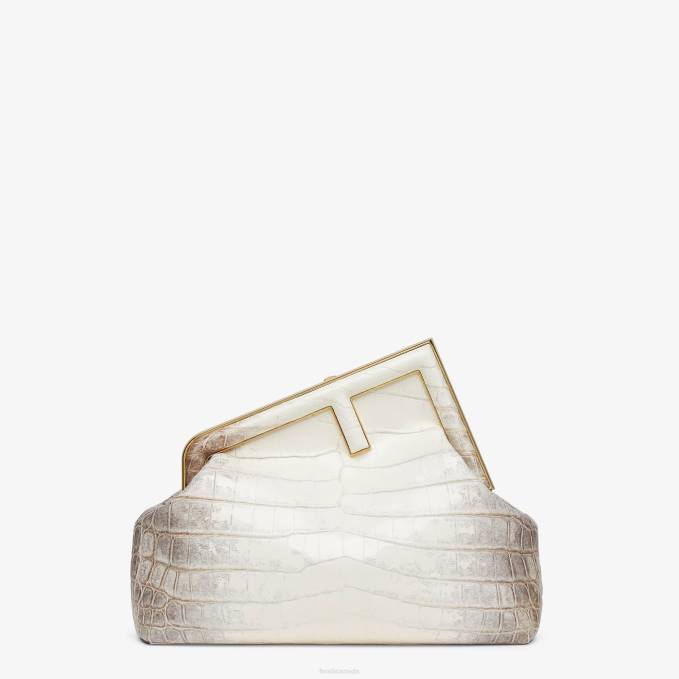 Women Crocodile Bag In Shades Of White White Fendi Accessories 6RHH908