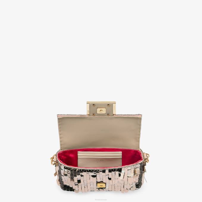 Women Dove Sequin And Leather Bag Gray Fendi Accessories 6RHH590