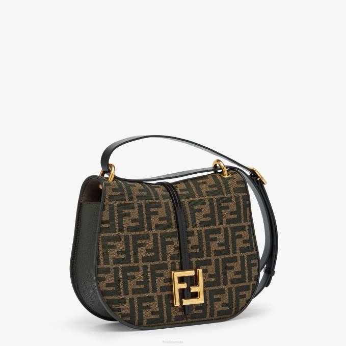 Women FF Jacquard Fabric And Leather Bag Brown Fendi Accessories 6RHH515