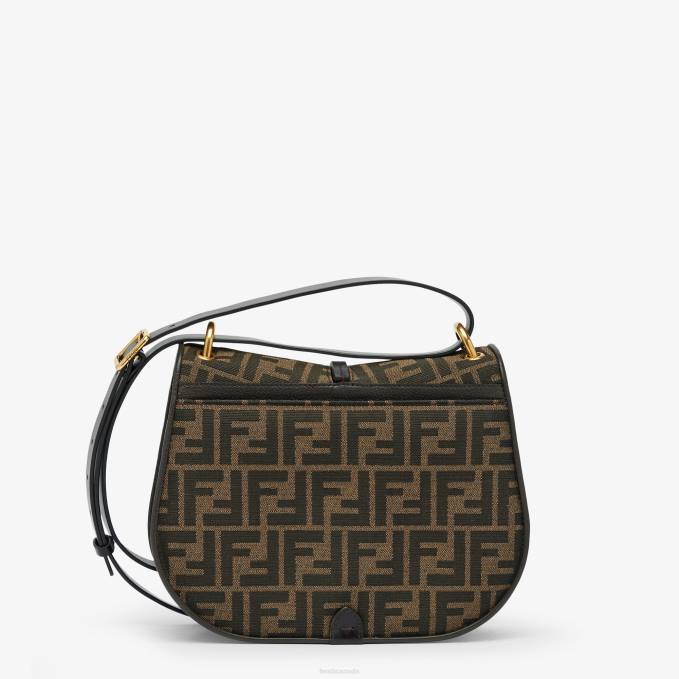 Women FF Jacquard Fabric And Leather Bag Brown Fendi Accessories 6RHH515