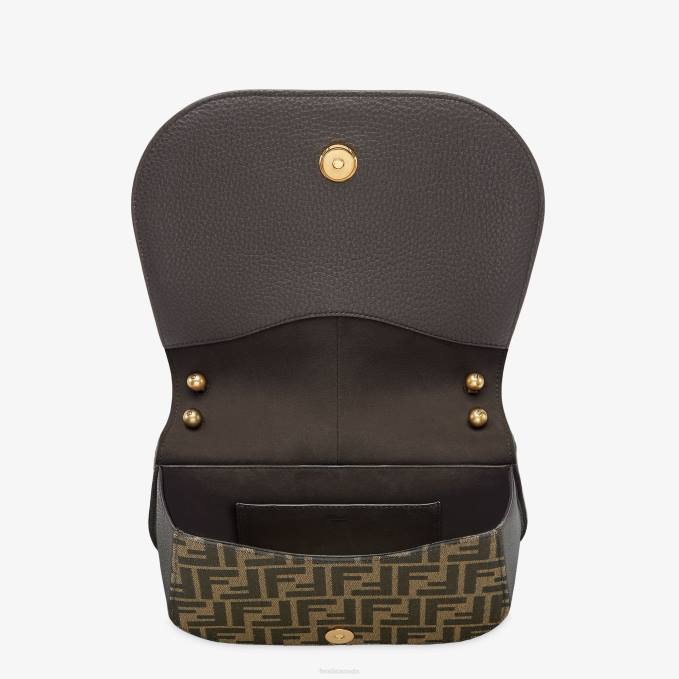 Women FF Jacquard Fabric And Leather Bag Brown Fendi Accessories 6RHH515