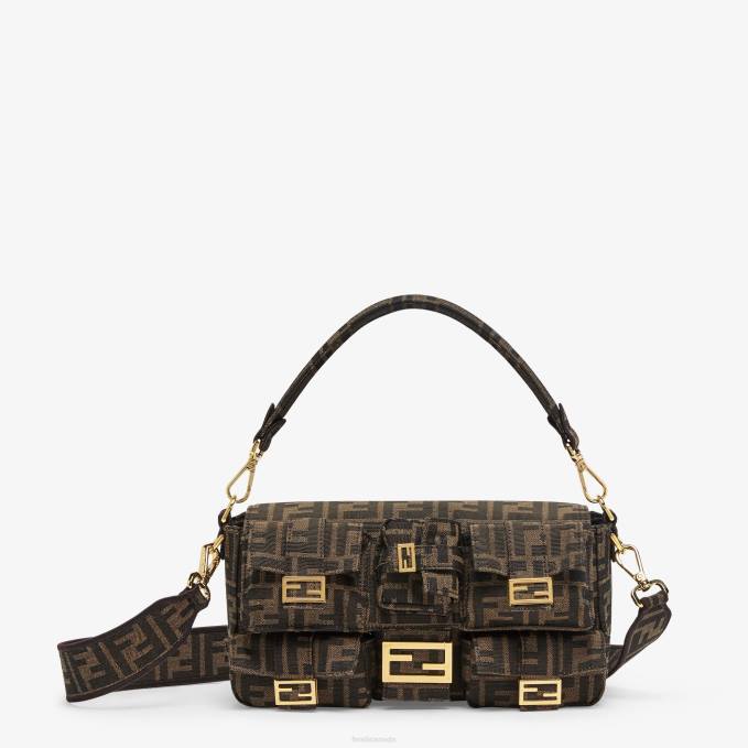Women FF Jacquard Fabric Bag Brown Fendi Accessories 6RHH589
