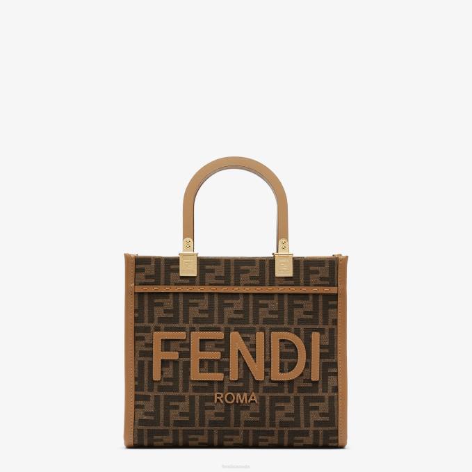 Women FF Jacquard Fabric Shopper Brown Fendi Accessories 6RHH531
