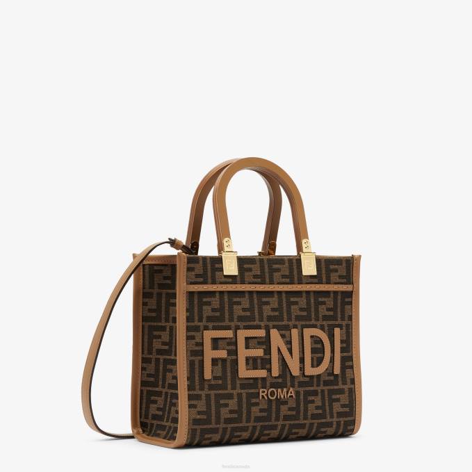 Women FF Jacquard Fabric Shopper Brown Fendi Accessories 6RHH531
