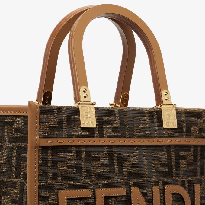 Women FF Jacquard Fabric Shopper Brown Fendi Accessories 6RHH531