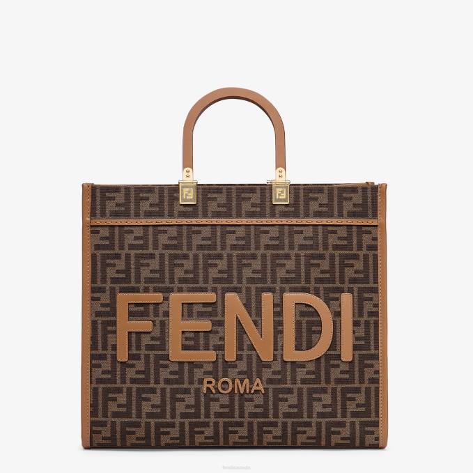 Women FF Jacquard Fabric Shopper Brown Fendi Accessories 6RHH532