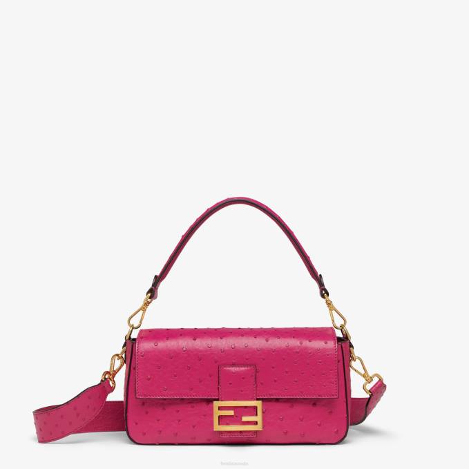 Women Fuchsia Ostrich Leather Bag Pink Fendi Accessories 6RHH616