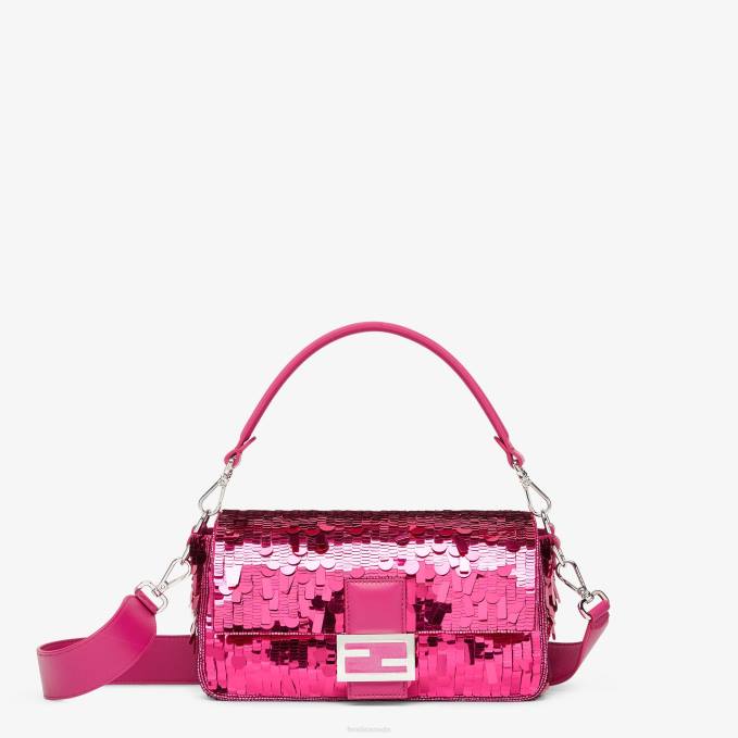 Women Fuchsia Sequinned Bag Pink Fendi Accessories 6RHH518