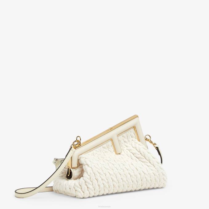 Women Interlace Fabric Bag White Fendi Accessories 6RHH618