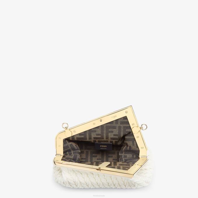 Women Interlace Fabric Bag White Fendi Accessories 6RHH618