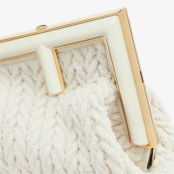 Women Interlace Fabric Bag White Fendi Accessories 6RHH618
