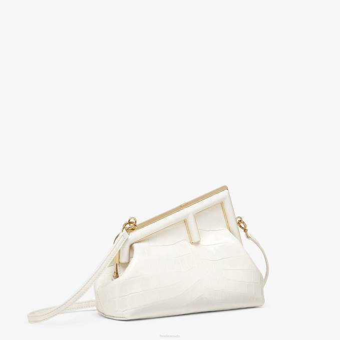 Women Laque Crocodile Leather Bag White Fendi Accessories 6RHH907