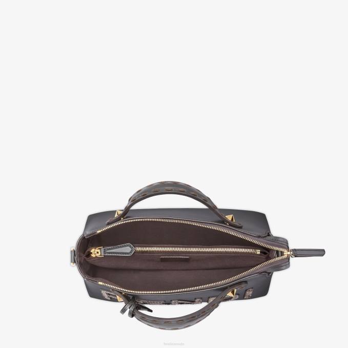 Women Leather And Elaphe Boston Bag Gray Fendi Accessories 6RHH844