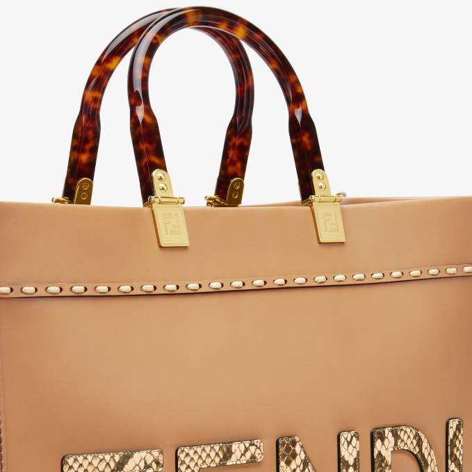 Women Leather And Elaphe Shopper Bag Brown Fendi Accessories 6RHH879