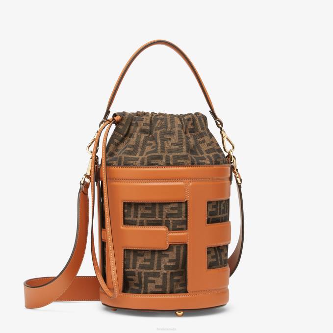 Women Leather And FF Fabric Bag Brown Fendi Accessories 6RHH623