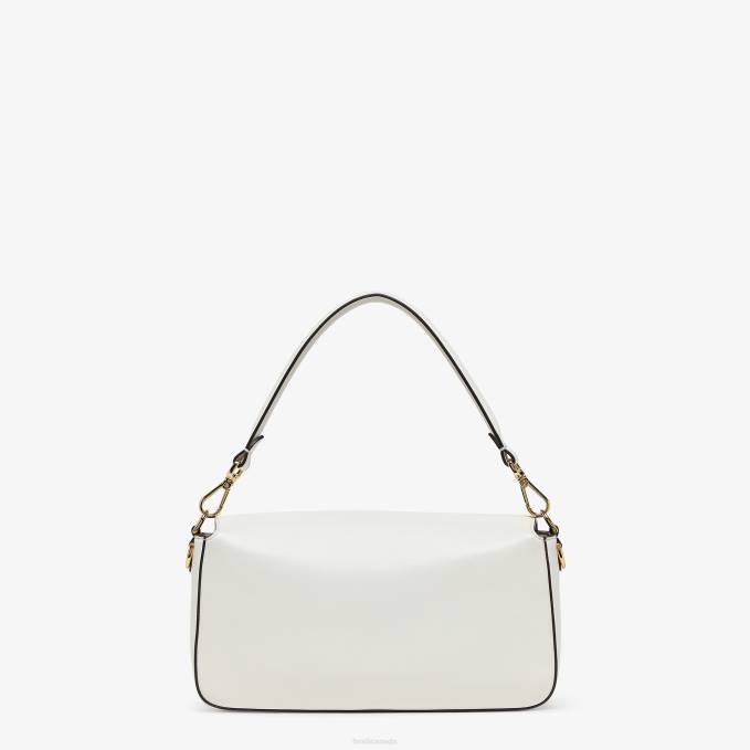 Women Multipocket Baguette Leather Bag White Fendi Accessories 6RHH557