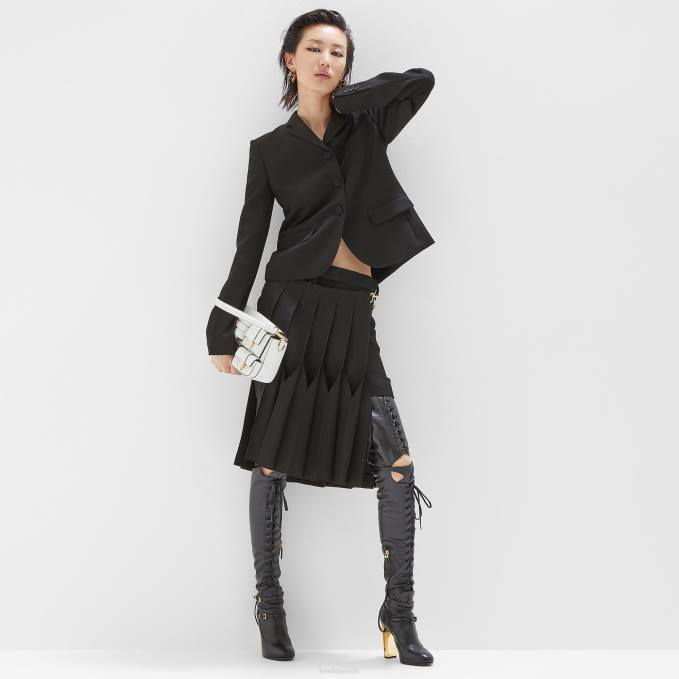 Women Multipocket Baguette Leather Bag White Fendi Accessories 6RHH557