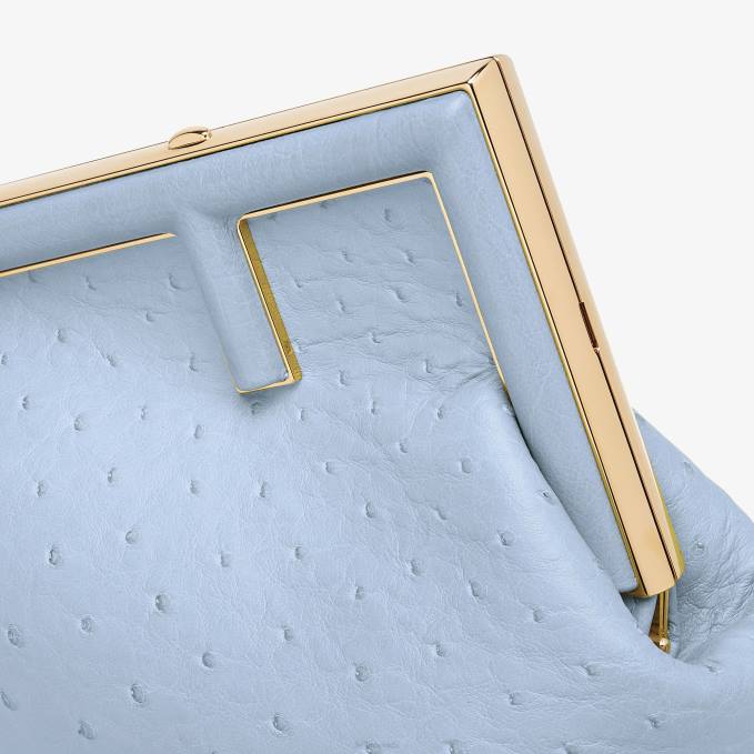 Women Ostrich Leather Bag Light blue Fendi Accessories 6RHH674