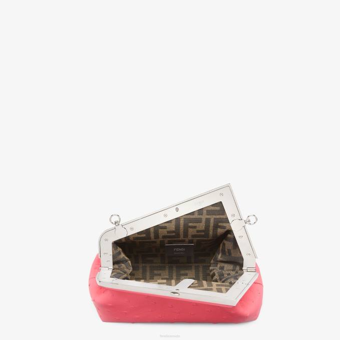 Women Ostrich Leather Bag Pink Fendi Accessories 6RHH775