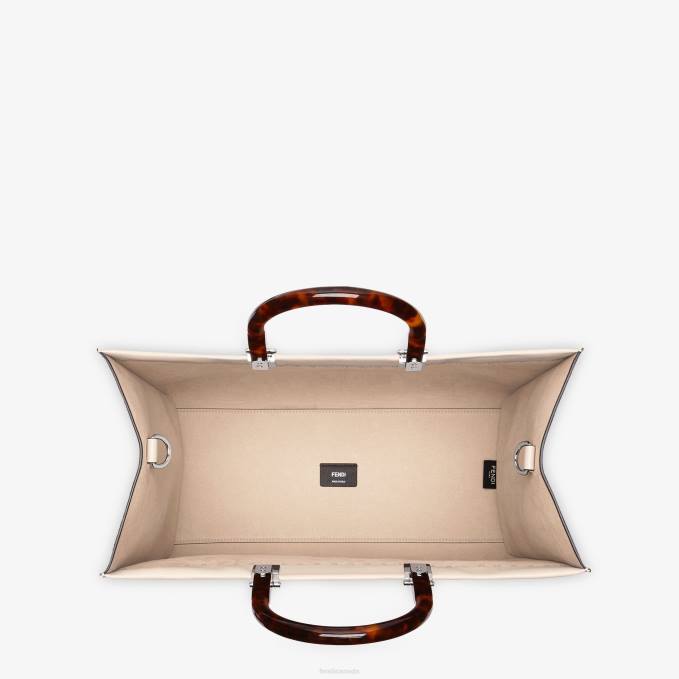 Women Pale Full Grain Leather Shopper Pink Fendi Accessories 6RHH848