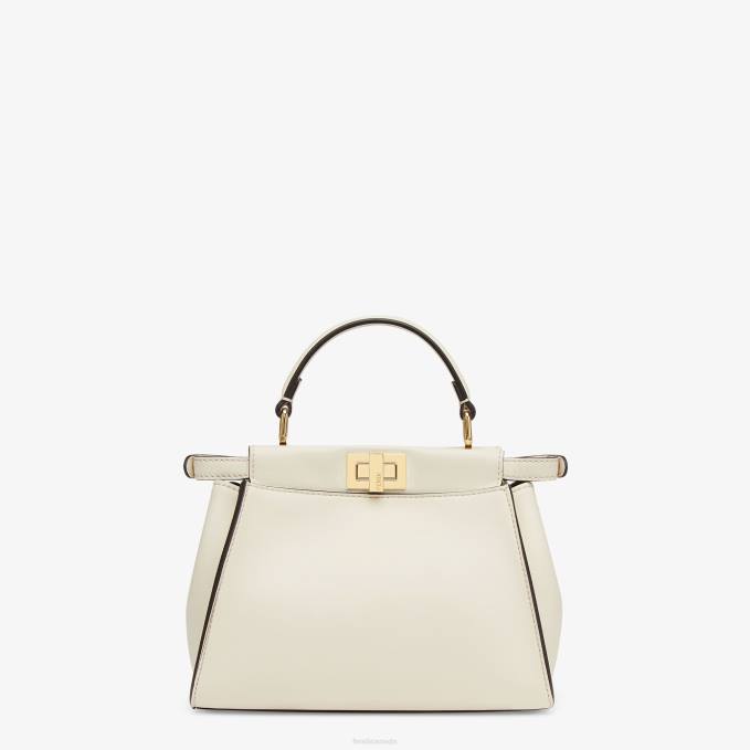 Women Peekaboo Mini Leather Bag White Fendi Accessories 6RHH916