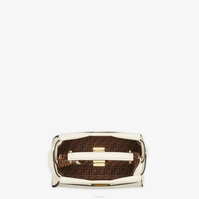 Women Peekaboo Mini Leather Bag White Fendi Accessories 6RHH916