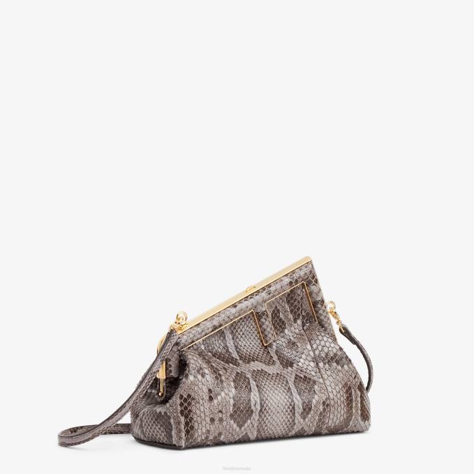 Women Python Leather Bag Gray Fendi Accessories 6RHH846