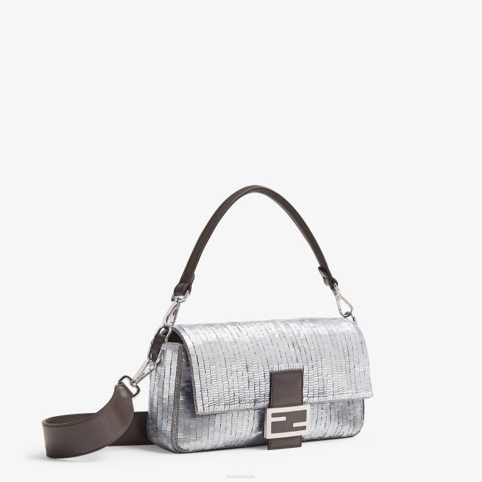 Women Re-Edition Bag In Aluminum-Tone Sequins Silver Fendi Accessories 6RHH795
