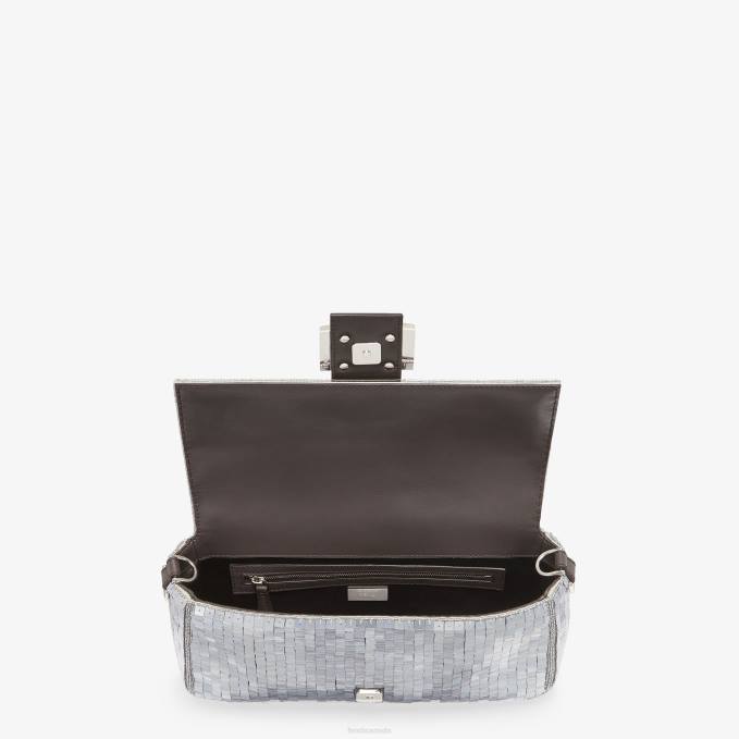Women Re-Edition Bag In Aluminum-Tone Sequins Silver Fendi Accessories 6RHH795